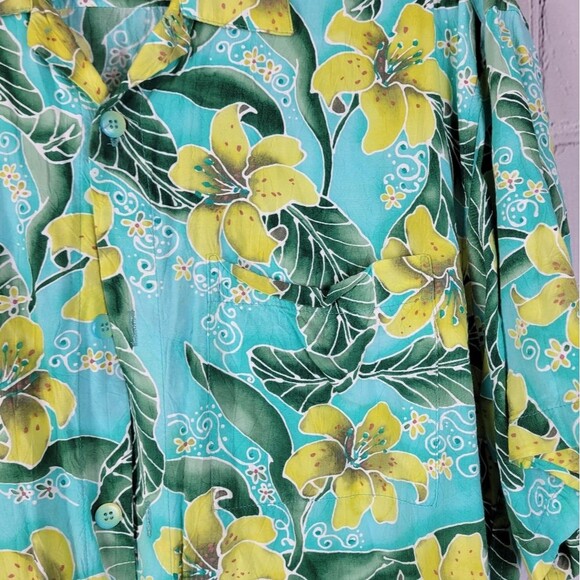 Jams World tigrus Hawaiian floral print button front short sleeve shirt top - Picture 4 of 7